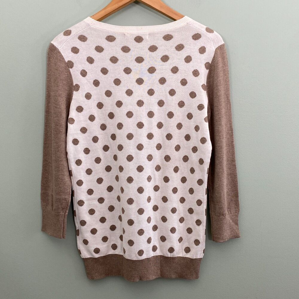 Banana Republic Polka Dot Sweater Womens Small Brown Cotton Blend Lightweight